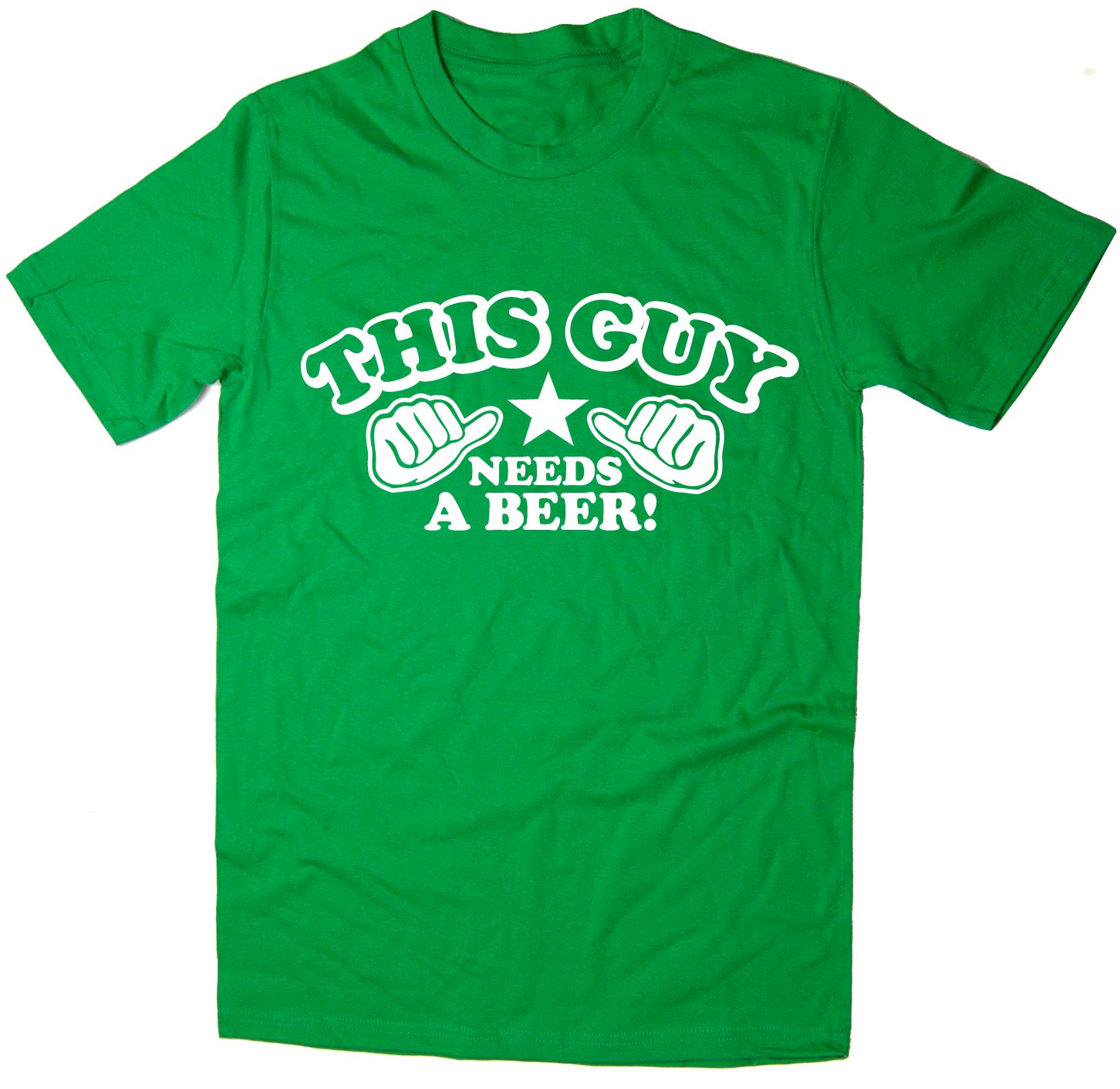 Rocket Fuel Clothing Men's Green Rocket Fuel 'This Guy Needs A Beer!' Funny Printed T-Shirt - Medium