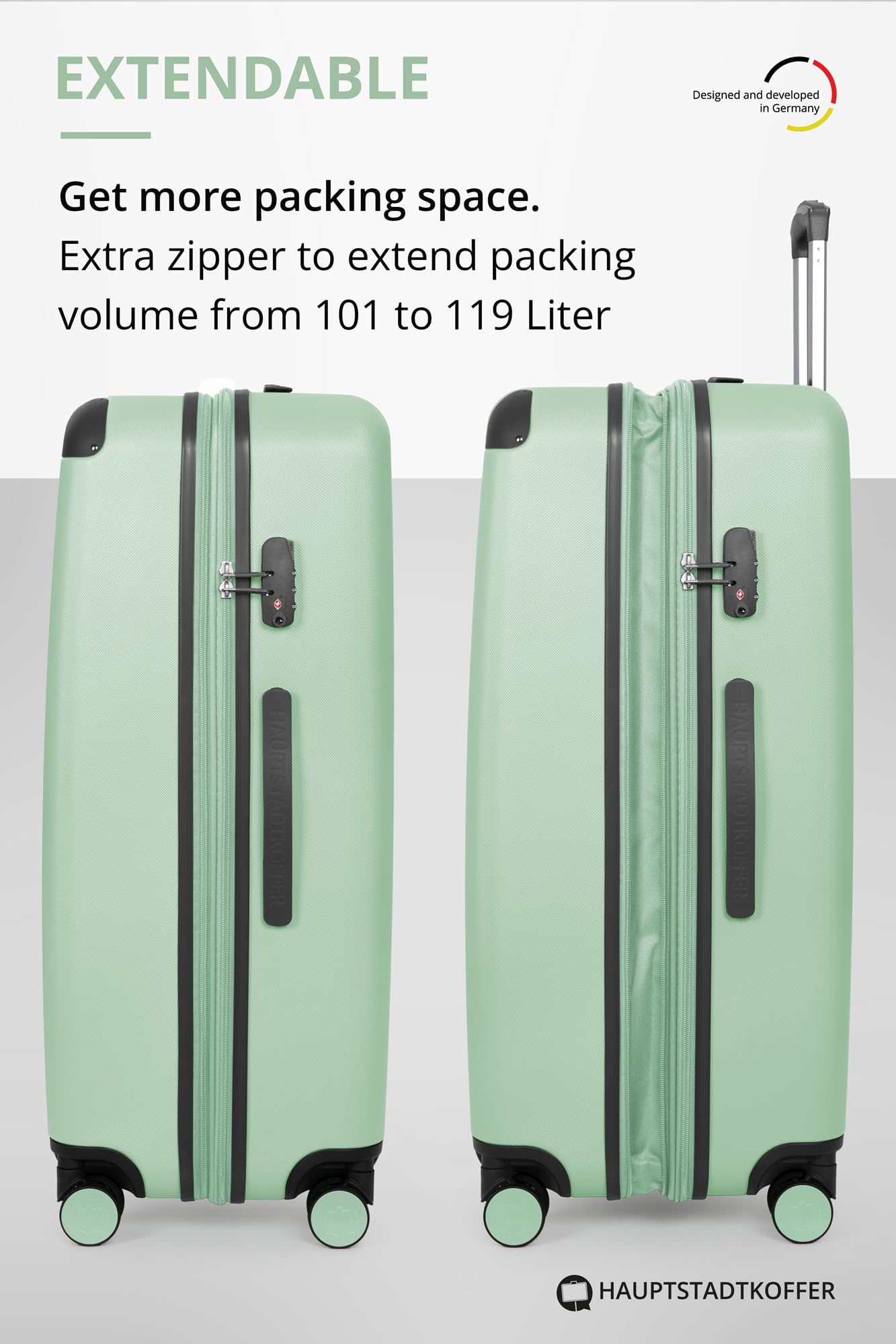 HAUPTSTADTKOFFER - Spree - Maleta rígida, Trolley expandible, Equipaje de Viaje, 4 Ruedas Dobles, TSA, 65 cm, 74 litros, Champán — view 123