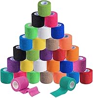 Vista 19 de Paquete de 15 rollos de vendaje autoadhesivo colorido de 1 pulgada x 5 yardas, rollos de vendaje cohesivo transpirable y cohesivo, cinta elástica