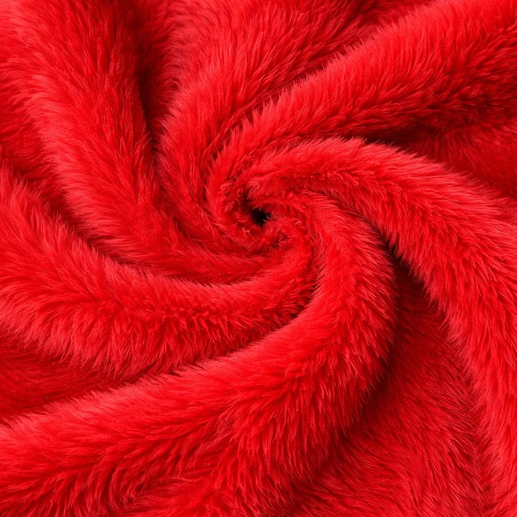 Crs Fur Fabrics Red Plain Fun Faux Fur Fabric Material Bright 1/2Mtr - 150Cmx50cm
