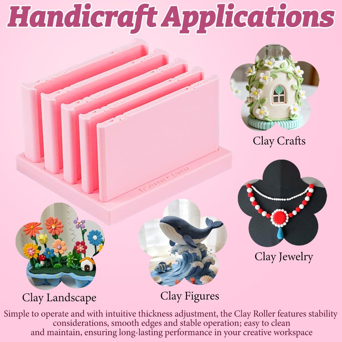 Polymer Clay Thickness String Roller Tool, Clay Rolling Strip Shape Maker, Reusable Bead Rollers and Clay Roller Machine for Polymer Clay Crafting, Polymers Clays Earring Tools