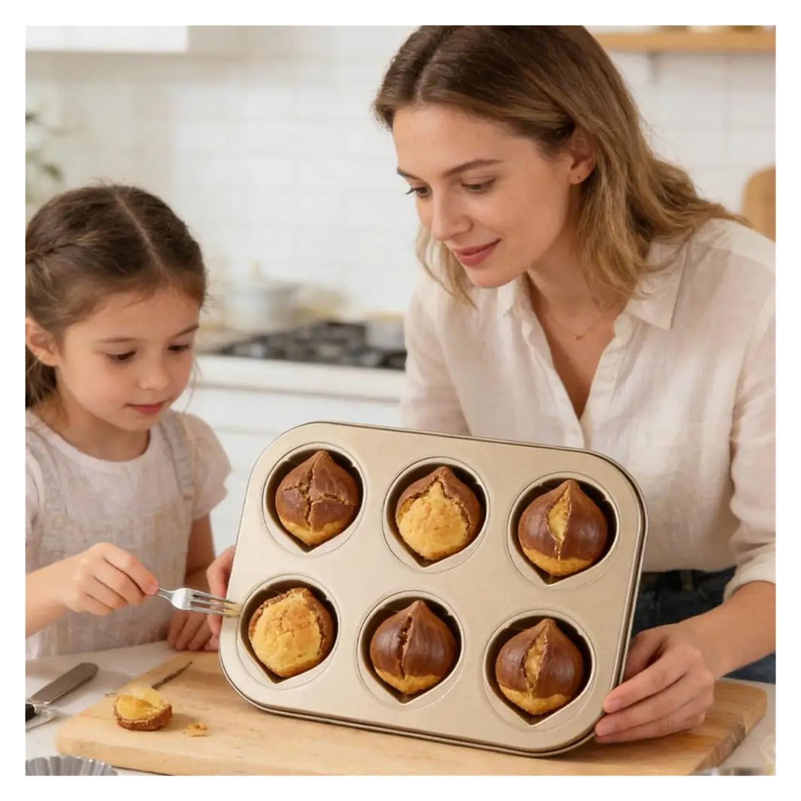 Postre del molde de la torta del arroz y del muffin del hogar en forma de concha | Bandeja for hornear, material de acero al carbono, resistente, duradero, antiadherente(12 holes)