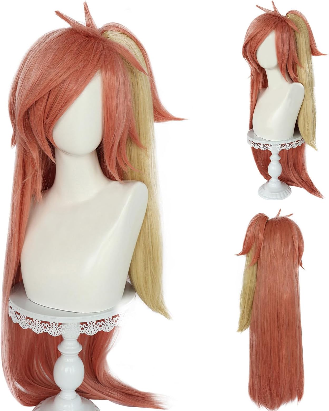 XiongXiongLe Cherry Bomb Halloween Cosplay Wig Orange Blonde Yellow Long Straight Hair Wigs for Adult Women Cos Party Halloween Christmas Comic