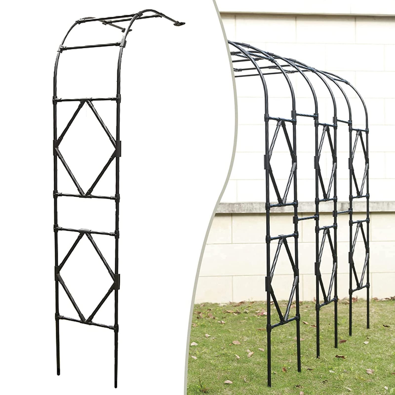 Support plantes extérieur et arche de jardin pour rosiers grimpants - Pergola métal noir 120x60
