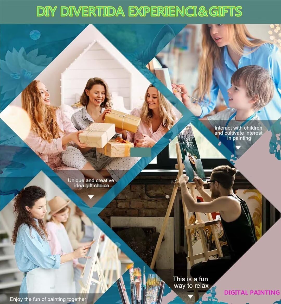 Malen Nach Zahlen Erwachsene Bunte Torte Malen Nach Zahlen Eigenes Bild, DIY Malen Nach Zahlen Kinder Ölgemälde Set für Anfänger mit 3-Pinseln und Acrylfarbe für Home Wand Dekor 100X135cm I-6291