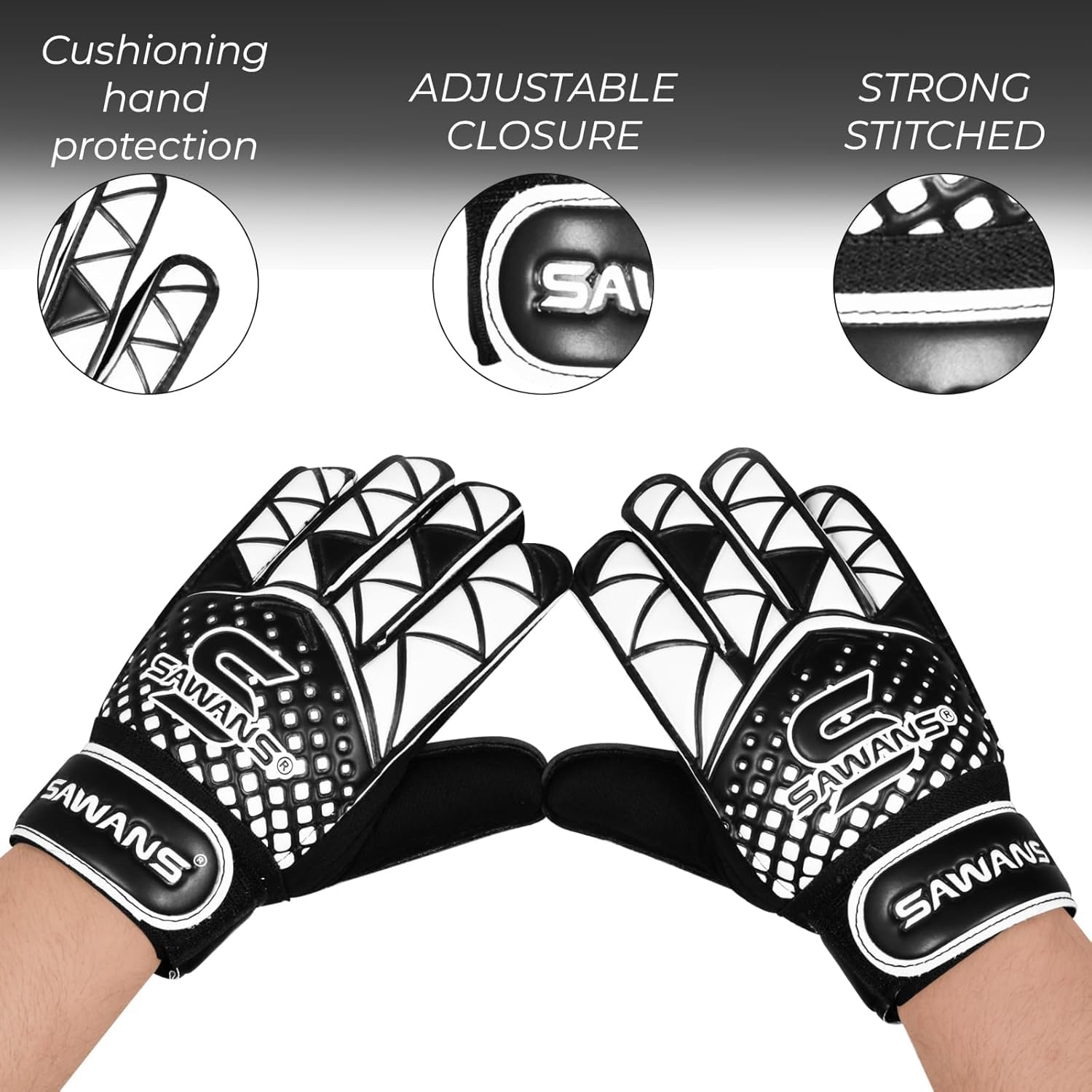 SAWANS Gants de Gardien de But de Football pour garçons, Enfants, Enfants, Jeunes, Gants d'entraînement, Gardien de But, Protection du Poignet, Paumes