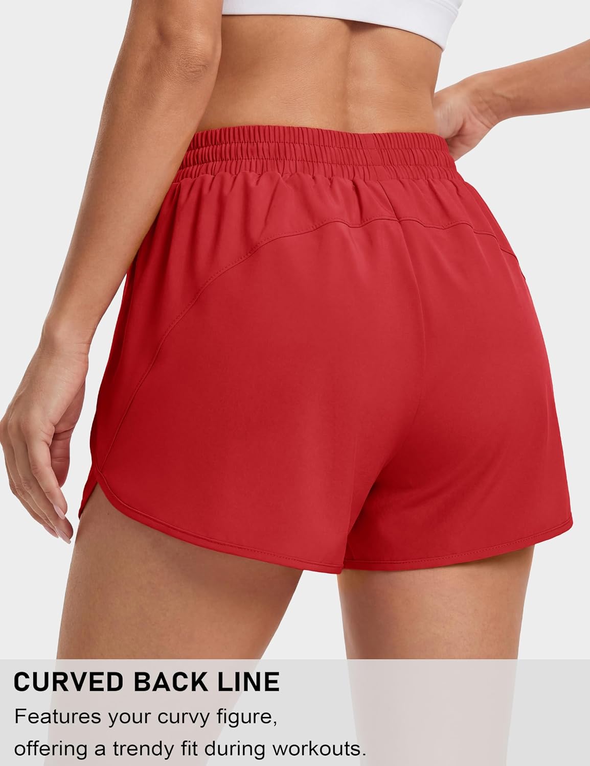 MAGCOMSEN Women's Running Athletic Shorts Zipper Pocket Quick Dry Liner | High Waisted, Dolphin, Workout, Gym, Active, Exercise, Stretch, Breathable, Lightweight, Elastic Wasitband, Water Resistant