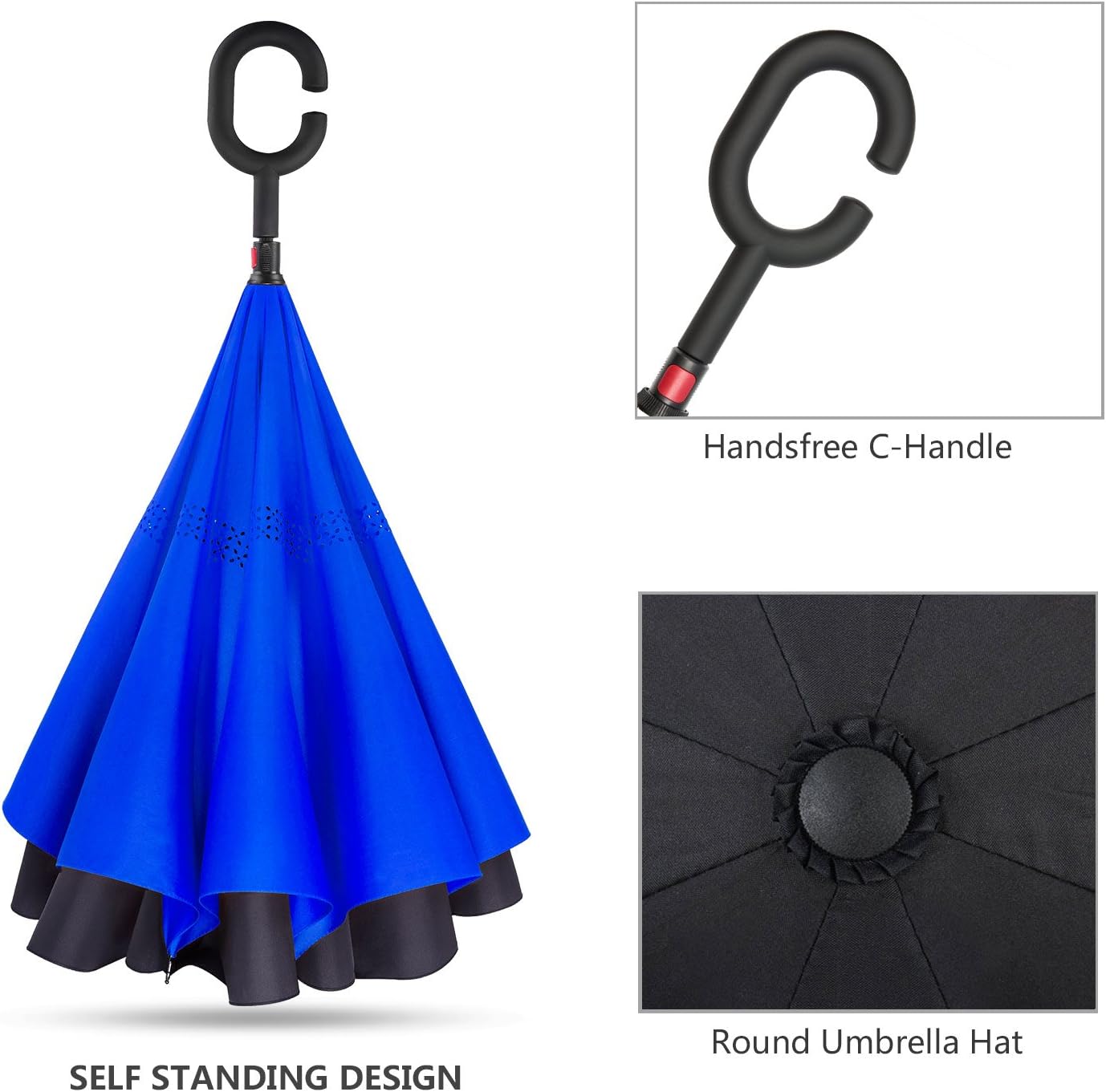 Amagoing Car Inverted Umbrella Double Layer Windproof Reverse Umbrella for Rain Sun