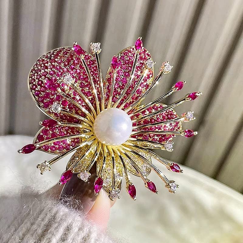 Broche fleur de zircone et pin's en perles, le cadeau idéal pour femme raffinée