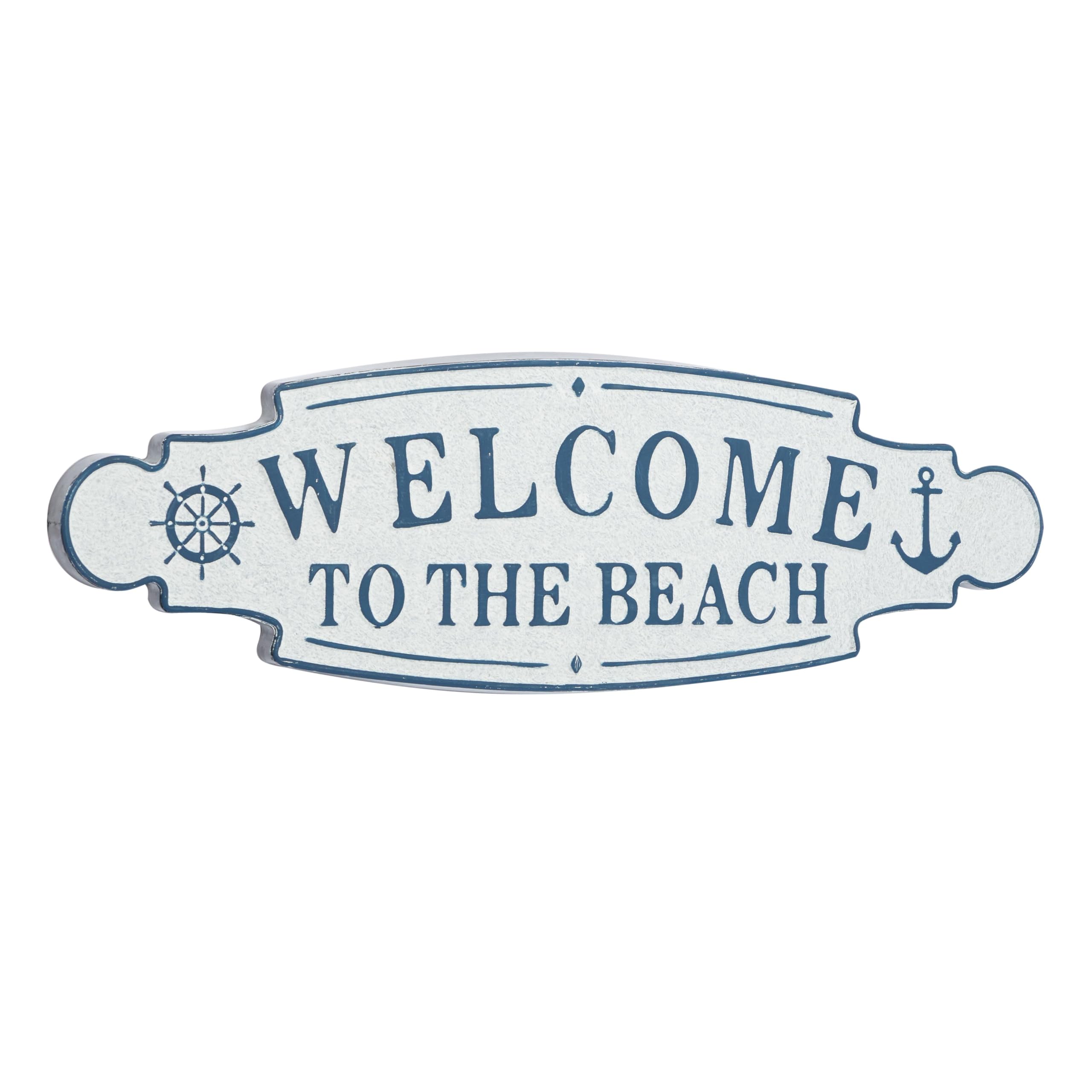 Deco 79 Letrero de metal con texto en inglés "Welcome to the Beach", 36 x 2 x 11 pulgadas, color azul
