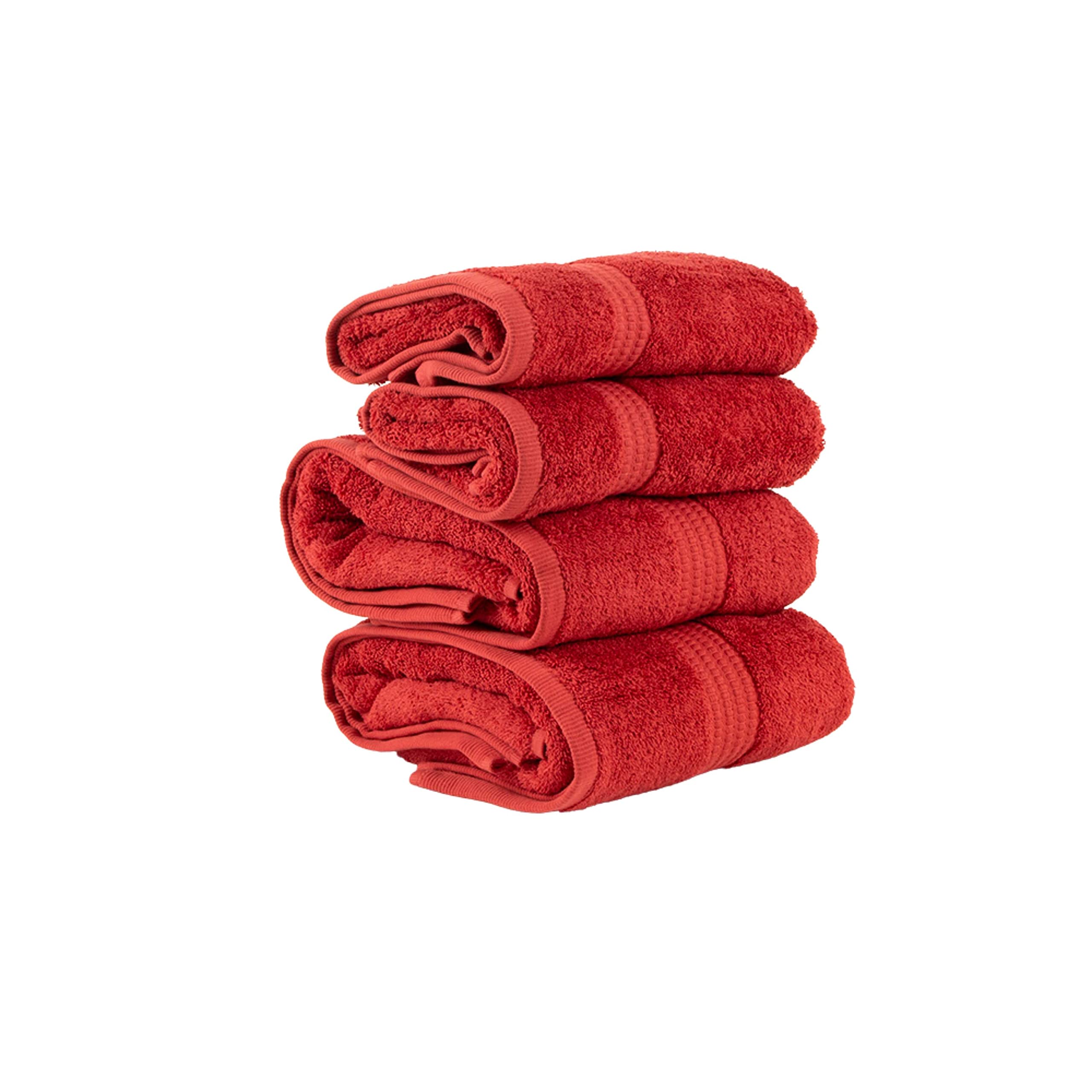 TRAMAS+ Toallas de Baño Grandes, Pack de 4 Toallas Premium 700 GR, 100% Algodón, Secado Rápido y Absorbente, 2 Toallas de 70x140 cm y 2 Toallas de 50x100, Teja