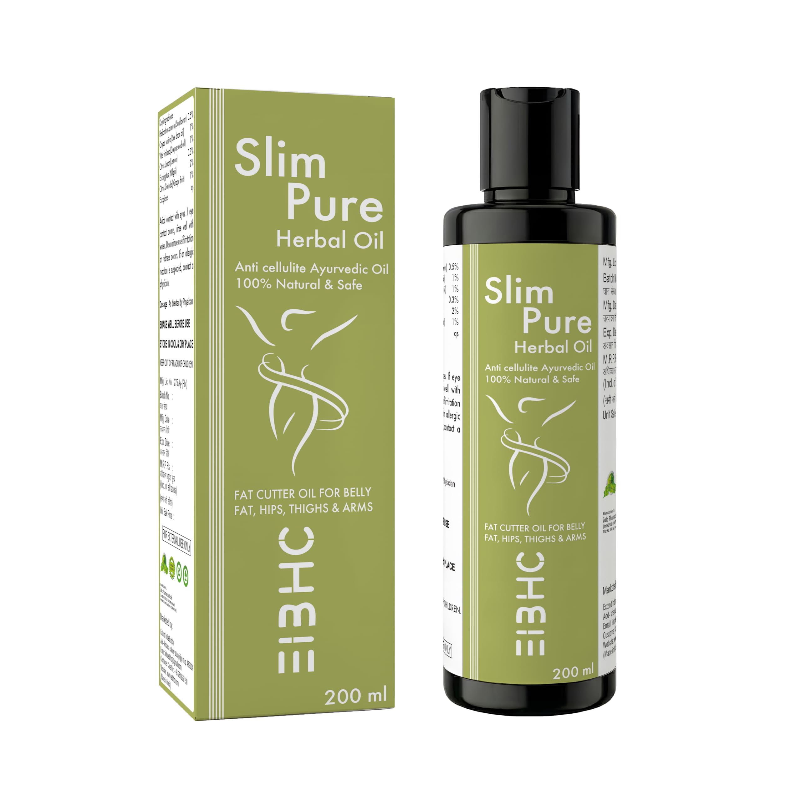 Slim Pure Herbal Anti Cellulite Oil for Body Slimming & Fat Reduction | Weight Loss body Massage oil 100% Natural, Chemical Free & Safe, Herbal Weight Loss & Fat Burner Massage Oil 200 ml-image-41