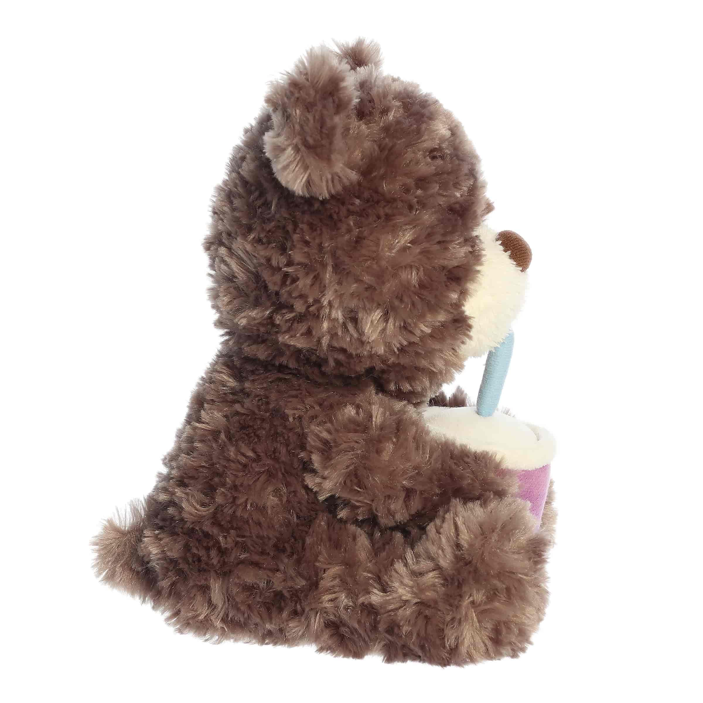 Aurora Snuggly Bear Slurpy Teddy Stofftier – beruhigende Begleiter für fantasievolles Spielen – perfekt für Kinder, Erwachsene, Geburtstage und Jubiläen – Taro Boba Tea 22,9 cm
