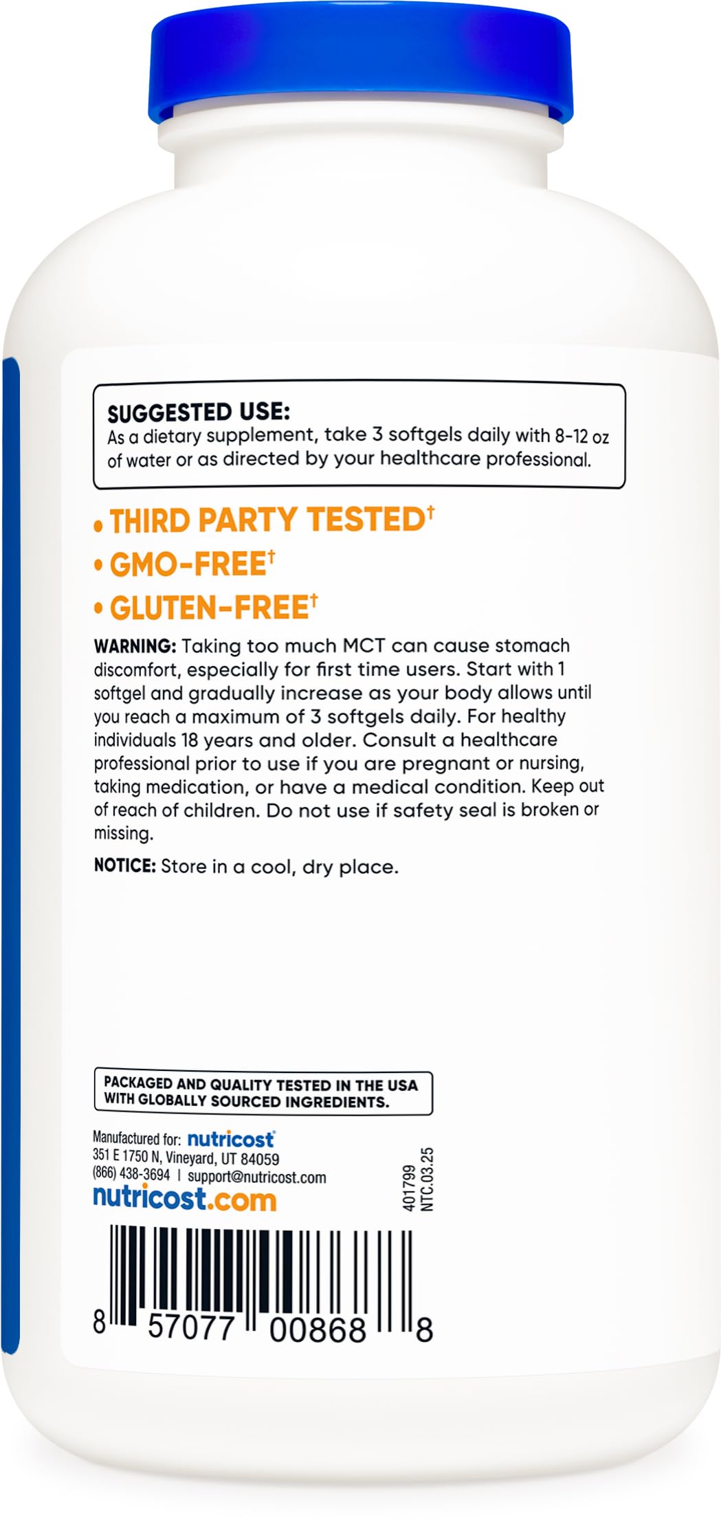 Nutricost MCT Oil Softgels 1000mg, 300 SFG (3,000mg Serv) — Amazon image 4