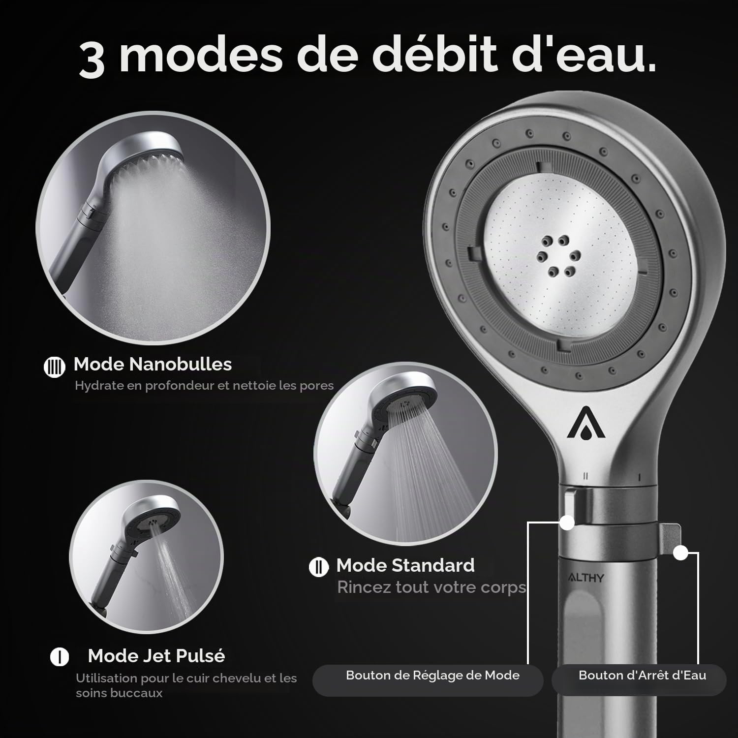 ALTHY Pommeau Douche Filtrant Haute Pression