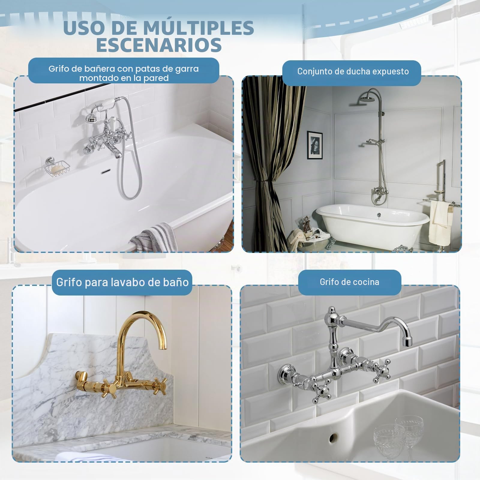 LALAGO 2 piezas Conexión en S G1/2 a G3/4, Prolongación de Grifo Alcance Ajustable 75-225mm, Adaptador para Grifería de Ducha Latón Macizo para Grifos Murales de pie de Garra Bañeras