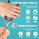 Nail Clipper Set for Adult Ingrown Toenails, RONAVO Heavy Duty Toe Nail Clippers Seniors Thick Nails Long Handle, Large Toenail Clippers for Ingrown Nails 4Pcs（Red） gallery image