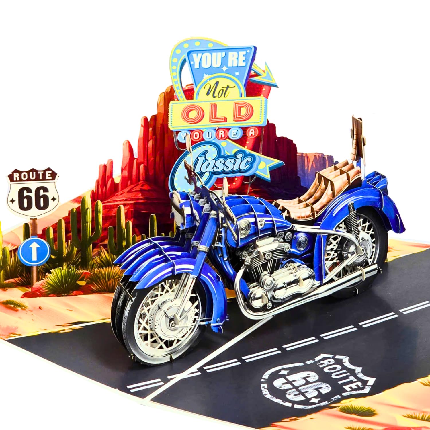 HEARTAGS- Pop Up Birthday Card for Men, Classic Motorbike Birthday Card For Dad, Husband, Brother, Son, 3D Popup Greeting Cards, Size 6x8 inches