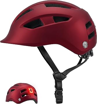 Adult Bike Helmet E-Scooter CPSC/ASTM Cert RearLight | Electric Scooter Helmet Rechargeable Safety Certified Adjustable Lightweight Shockproof Road Trail Urban&Recreational Riding