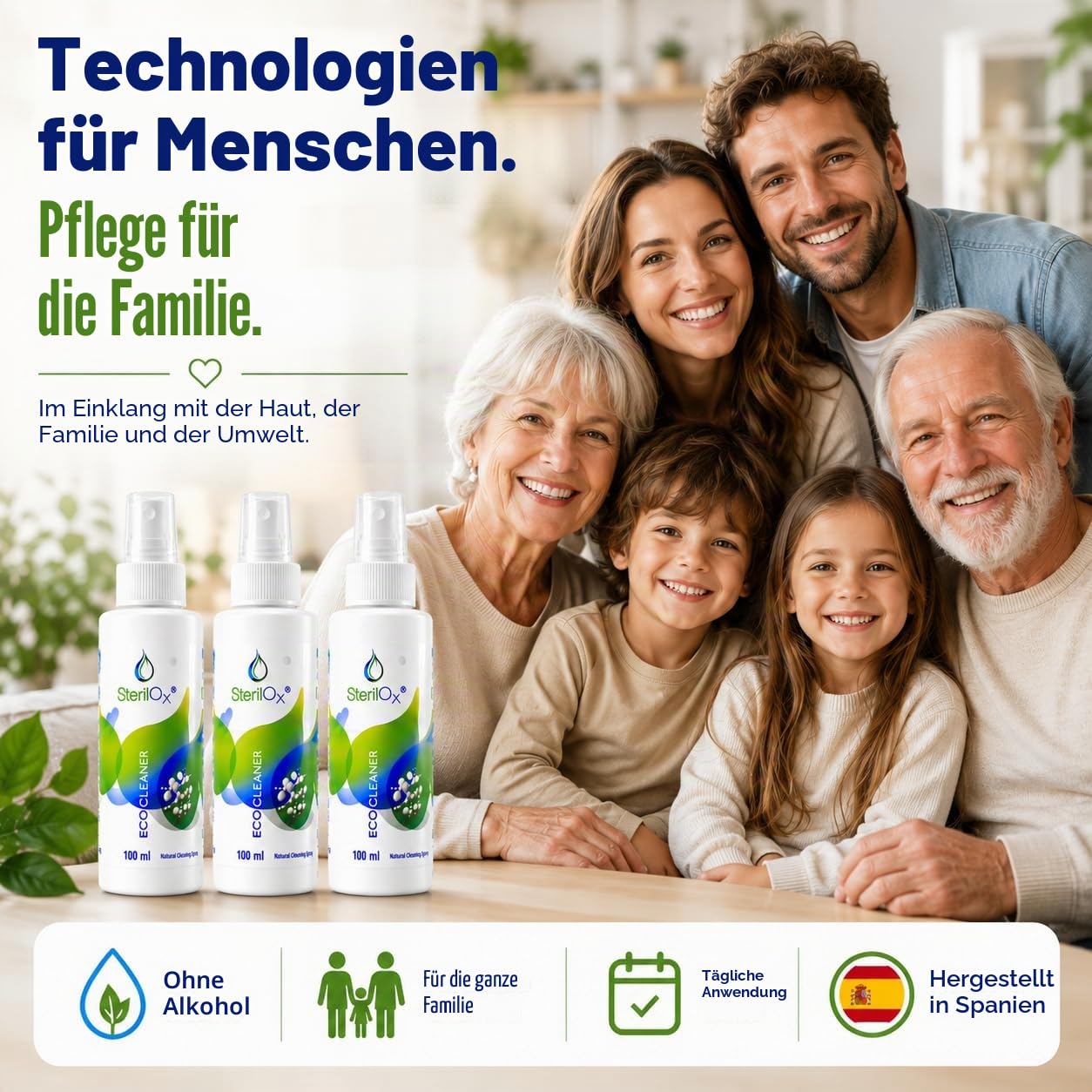 HOCl Spray für Hände, Haut & Zubehör 3x100ml – ohne Alkohol | HOCl Spray für Hände, Haut & Zubehör 3x100ml – ohne Alkohol & Parfüm