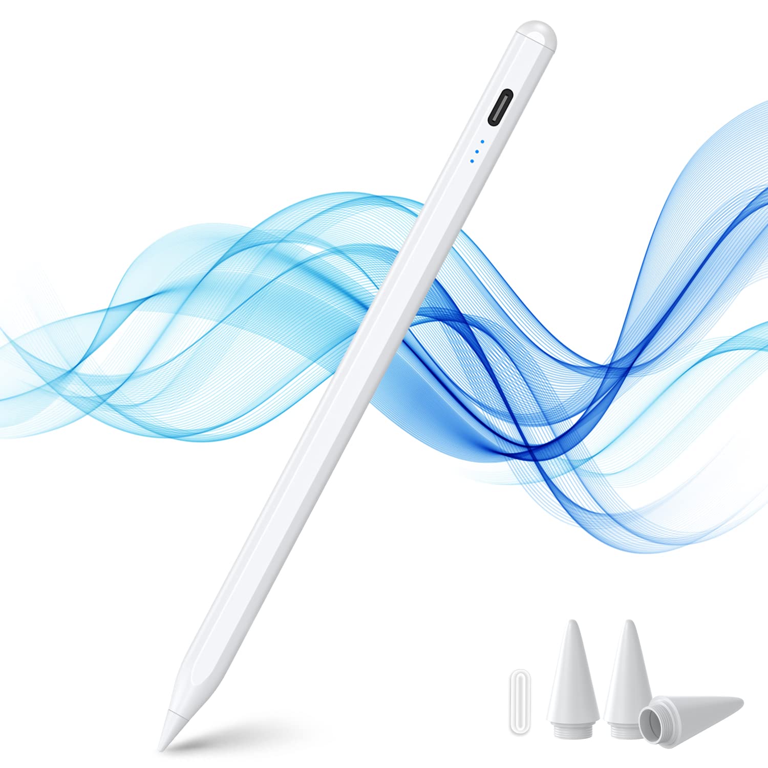 KINGONE Stylus Pen for iPad,ipad Pencil With Ultra High Precision &Tilt Sensitivity,LED Power Display Strong Magnetic,Prevents False Touch,Universal iPad Stylus Pencil for iPa d 2018 & Later (White)