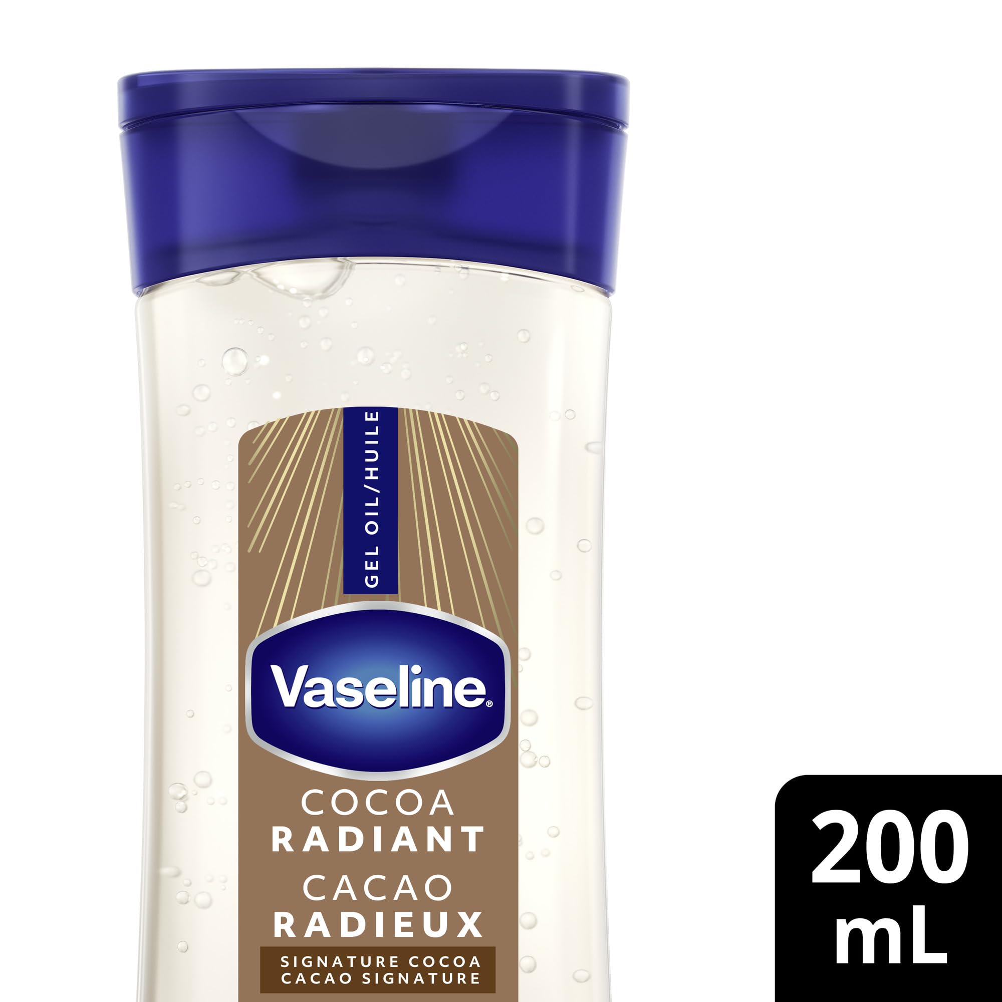 Vaseline Intensive Care Cocoa Radiant Body Gel Oil for Glowing Skin Made with 100% Pure Cocoa Butter + Replenishing Oils, 200 ML - 3