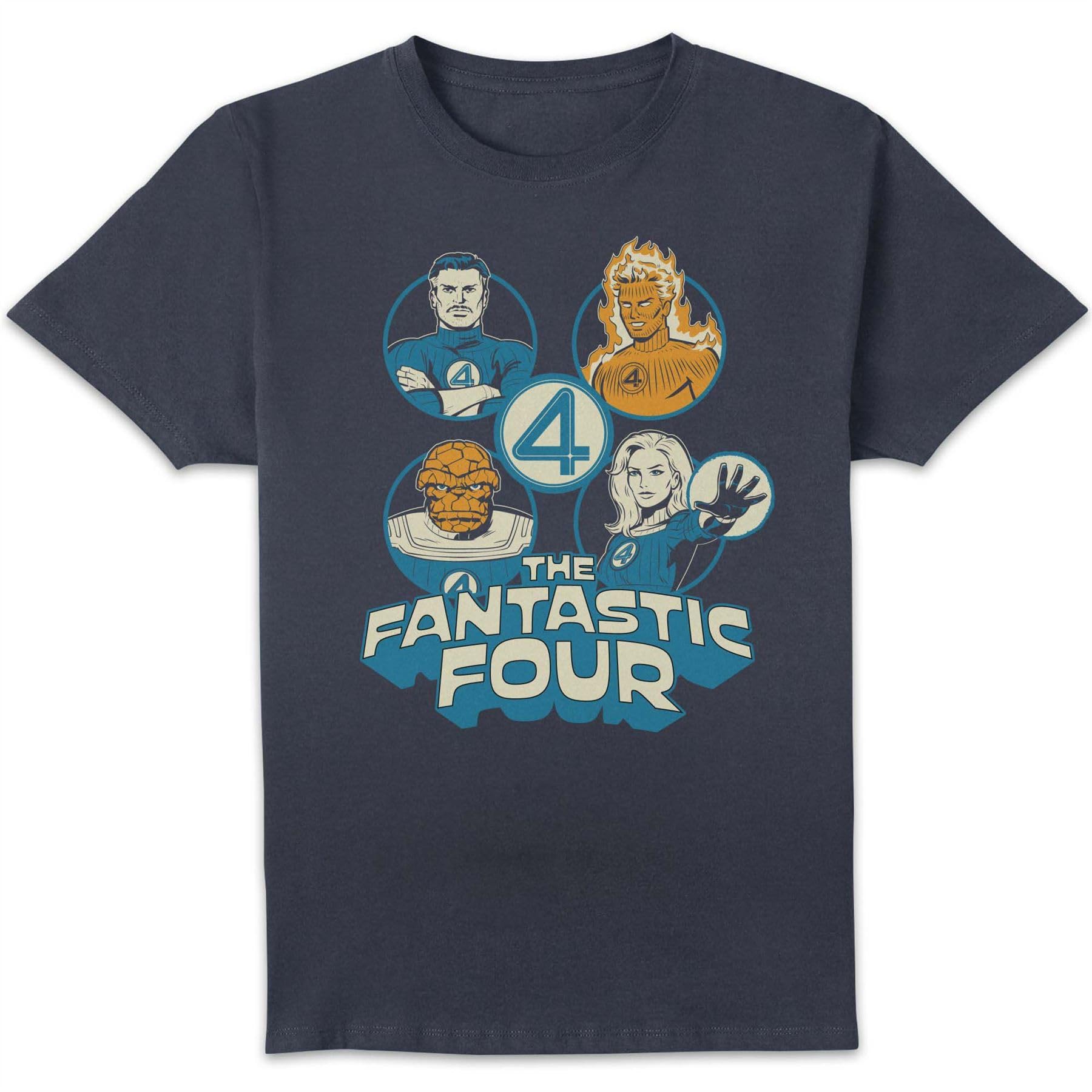 Marvel Unisex Navy Fantastic Four Hero Badges T-Shirt Extra Large