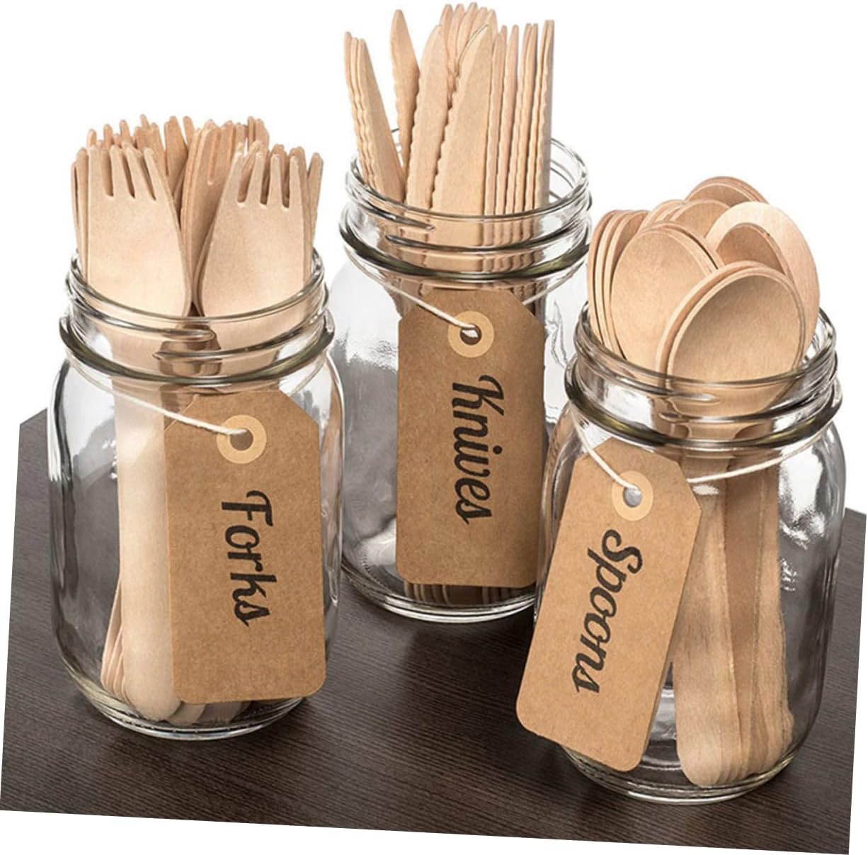 12Pcs Disposable Wooden Cutlery Set Forks Knives and Spoons for Parties Picnics and Everyday Use Lightweight and Portable Utensils for Elegant Dining