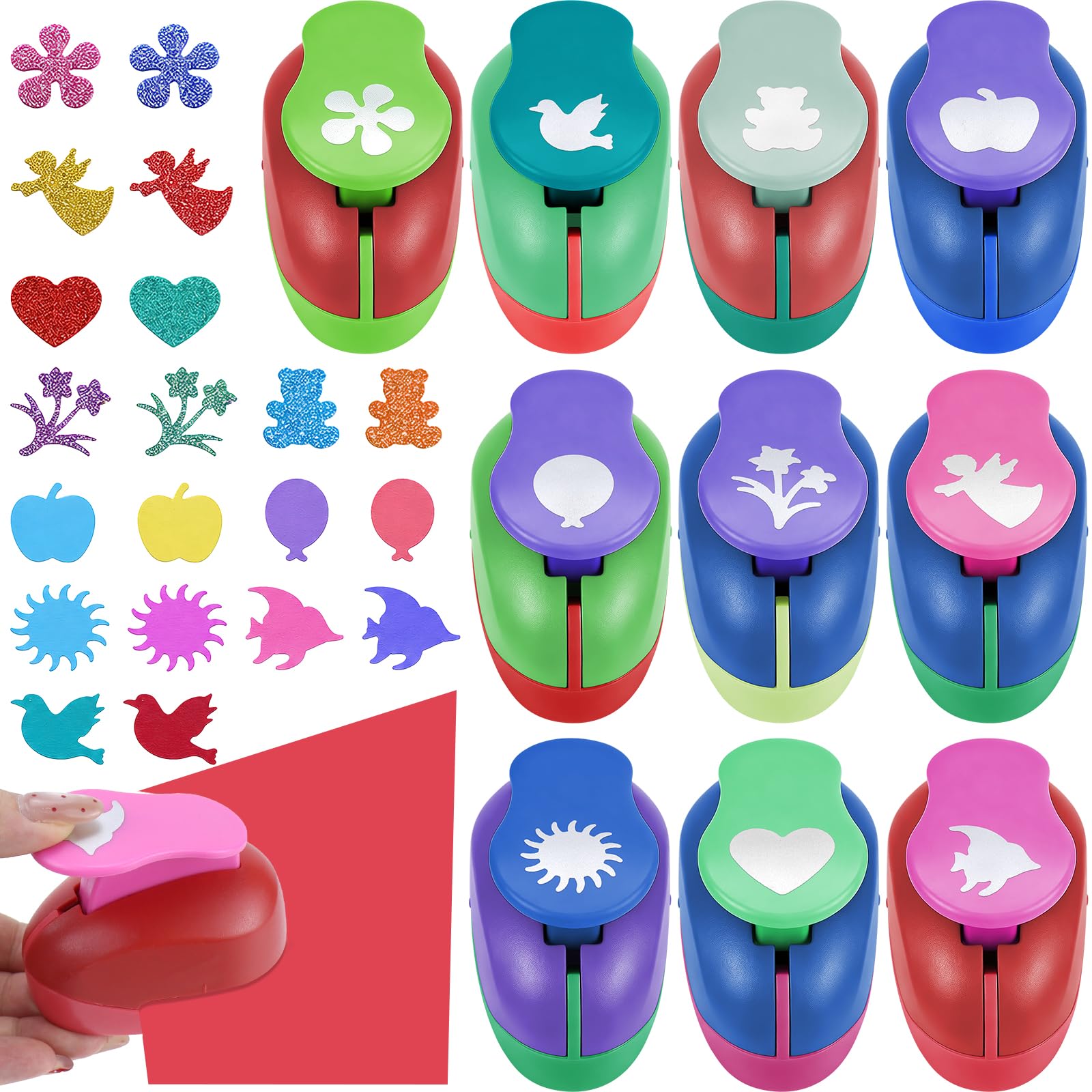 10 Pack Craft Paper Punch Set, 2 cm Mini Craft Hole Punches Shapes