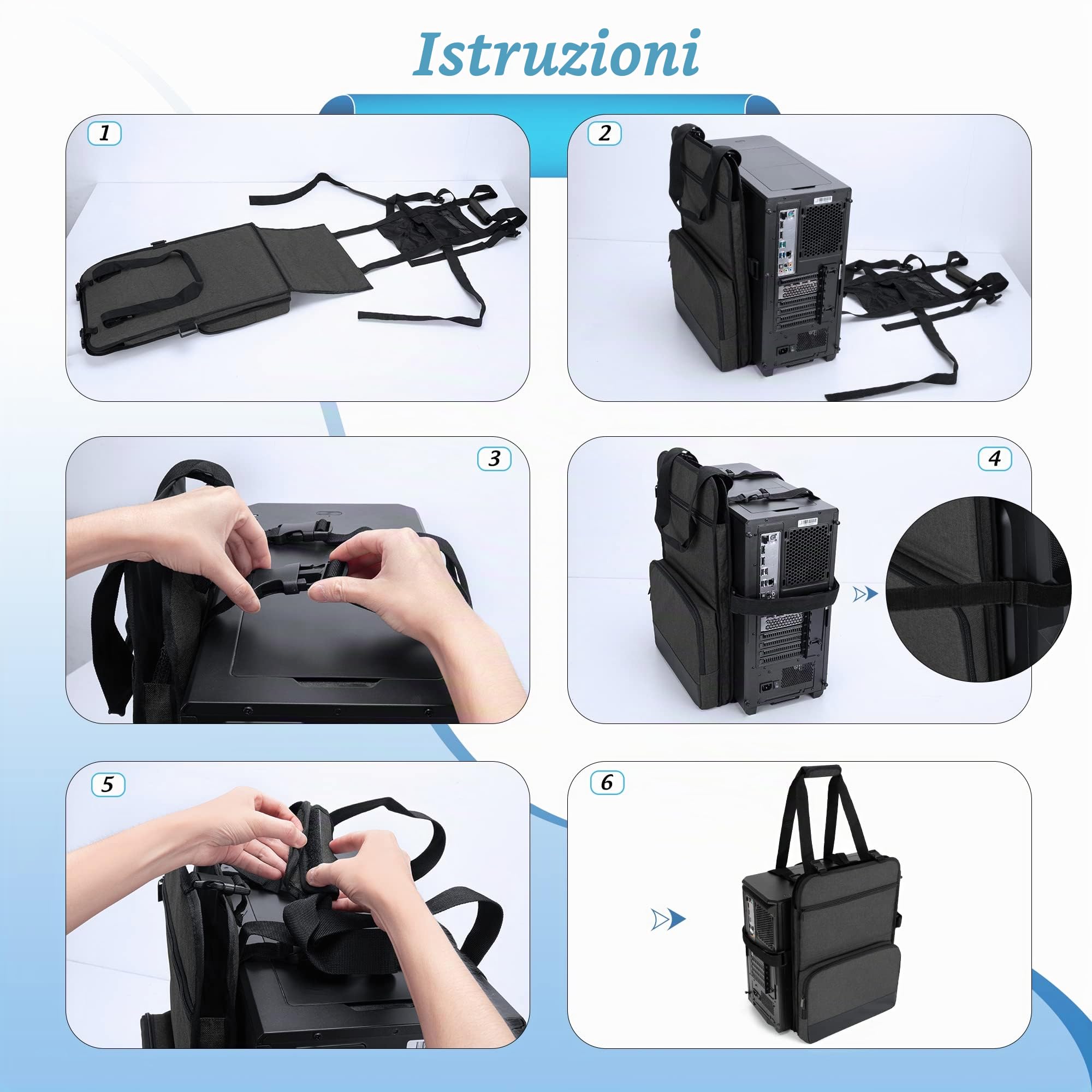 Trunab Custodia Computer Fisso Borsa Porta Desktop, Nero