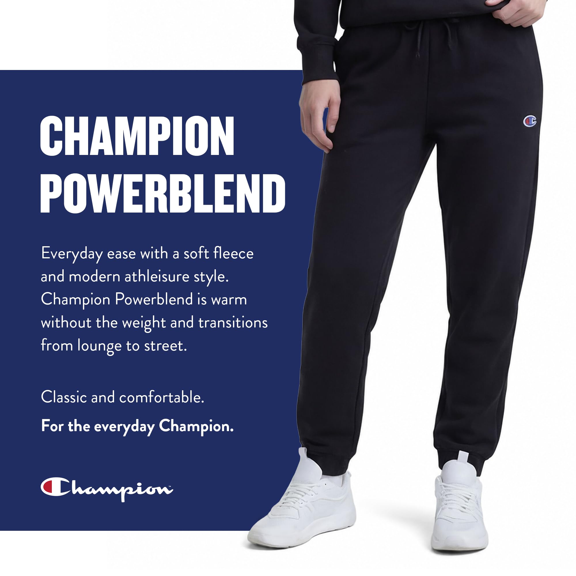 Champion - Champion Pantaloni da Jogging Powerblend da Donna con Logo Script, Pantaloni da Tuta Donna