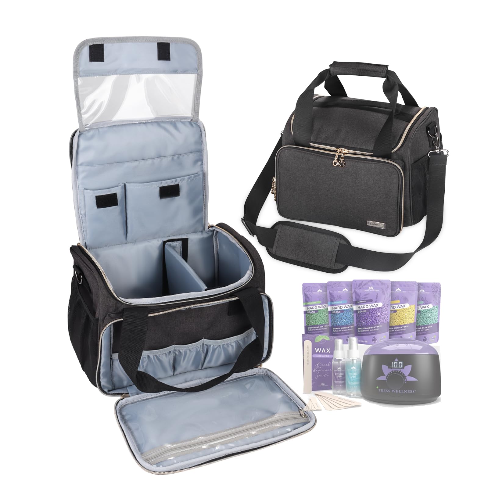 Kit de Transport Universel pour épilation Cire Compatible avec Tress Wellness – Organiseur Portable pour Chauffe-Cire, Grains et Accessoires