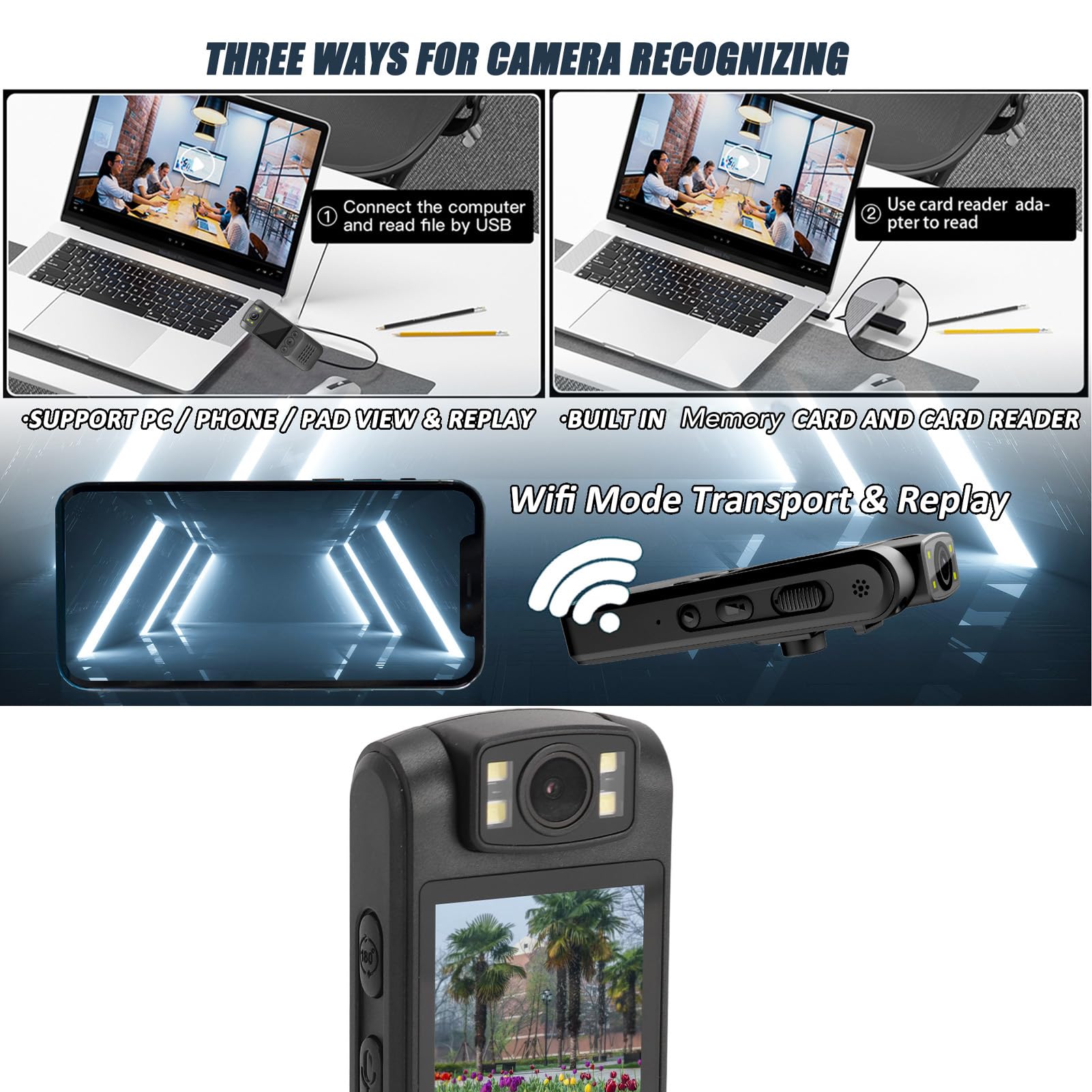 Mini Kamera Korpusowa Rejestrator Wideo, Kamera WiFi 1080P HD Magnetyczny Klips Ukryte Kamery do Noszenia z Obiektywem Obrotowym 180° 1300 MAh, Czas Pracy Baterii 5 Godzin