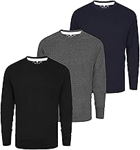 Mens Long Sleeve Crew Neck T-Shirt 3 Pack Multipack LS Tshirts for Men Workwear Casual Wear