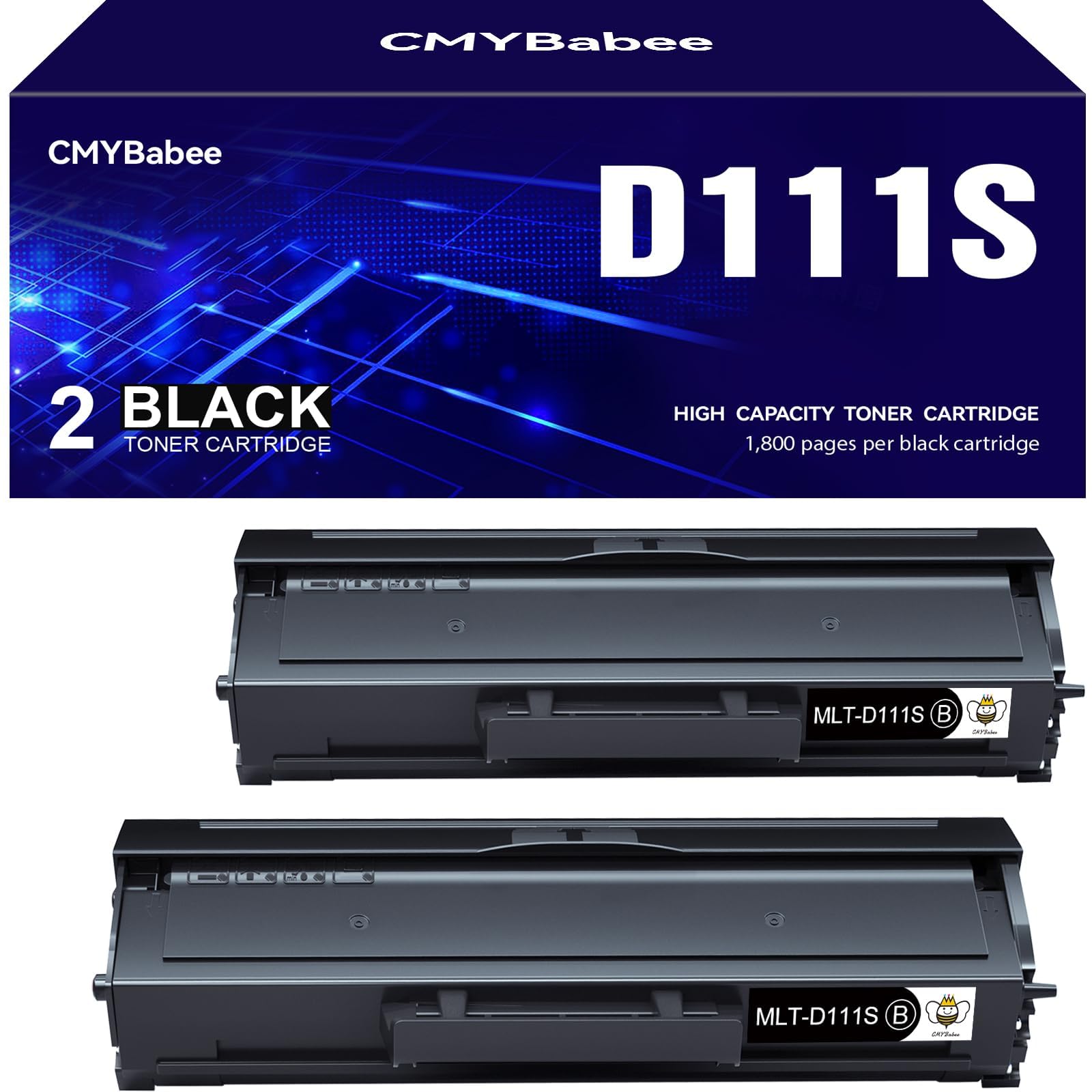 Toner MLT-D111S Compatibili per Samsung MLT-D111S 111S MLT-D111L per Toner Samsung Xpress M2026W M2026 M2070 M2070W M2070FW M2020 M2020W M2022 M2022W SL-M2070 SL-M2026W M2070F (2 Nero)