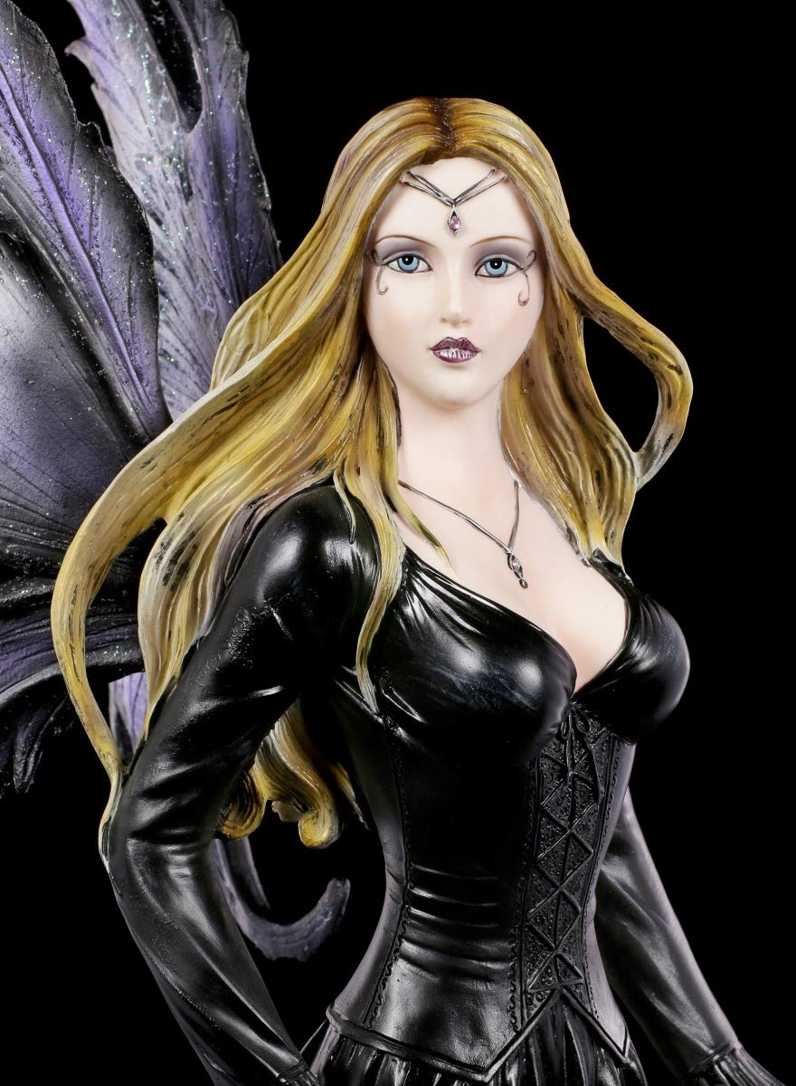 Figuren Shop GmbH Große Elfen Fantasy-Figur - Wolf Loveta | Gothic Feen-Figur, handbemalt, mit Flügel zum Stecken, H 58 cm