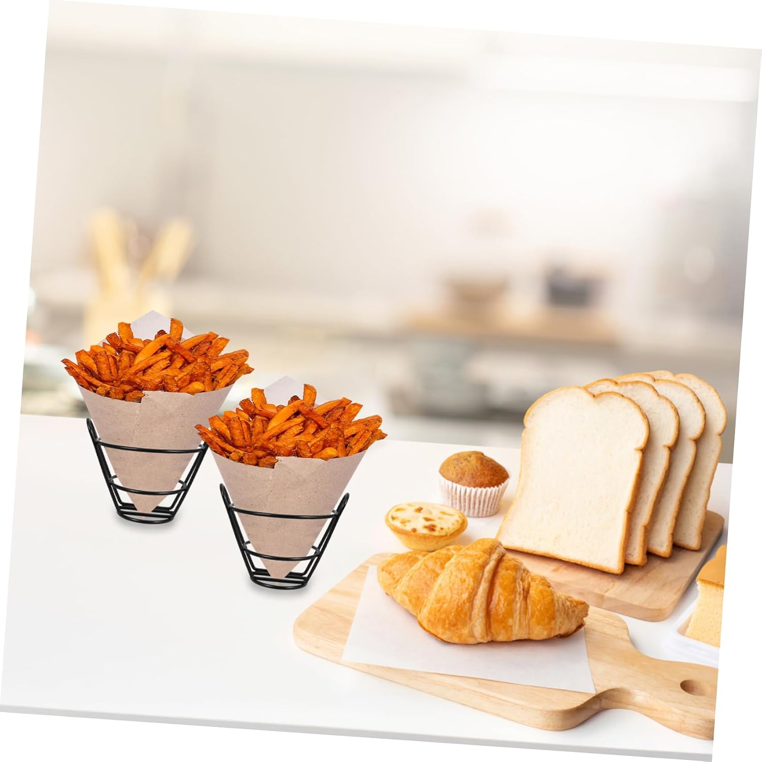 2pcs French Fry Stand Holder Wire Basket for Snack Basket Metal Storage