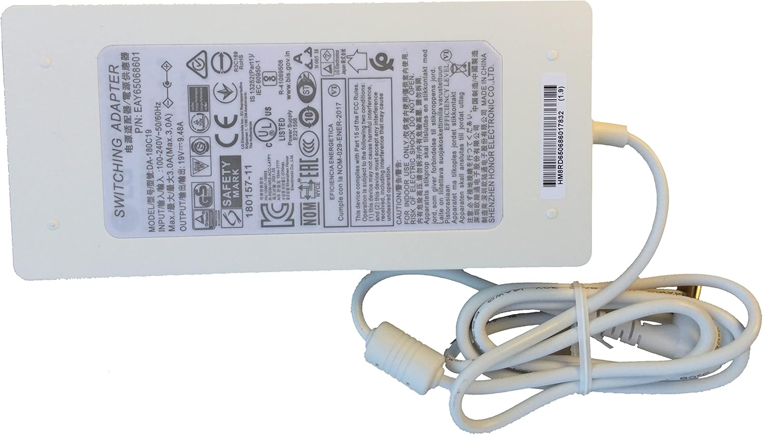 AC Adapter Compatible with LG DA-180C19 EAY64449302 Power Supply DA180C19
