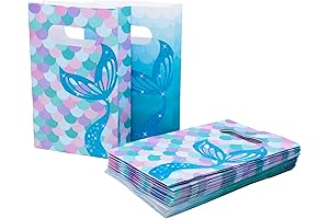 KALEFO 20Pcs Mermaid Party Supplies Mermaid Party Bags Gift Paper Party Goodie Favor Bags