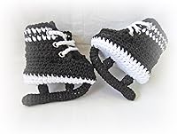 Handmade Crochet Baby Ice Hockey Skates Booties - Adorable Figure Skates Shoes for Newborns to 12 Months