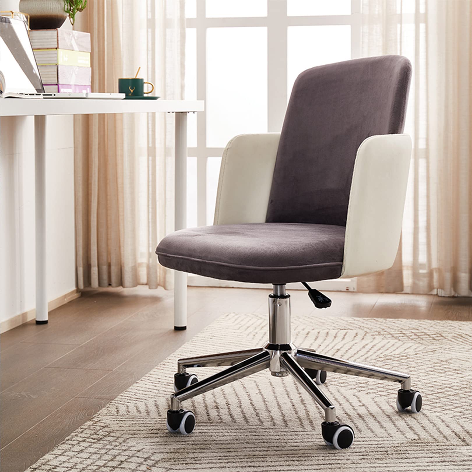 Chaise de bureau en tissu et cuir PU contre le mal de dos réglable