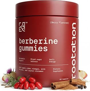 Berberine HCL 500mg Gummies with Ceylon Cinnamon, Milk Thistle, Apple Cider Vinegar & Inulin Fiber - Zero Sugar Vegan Non-GMO Supplement - 60 Count