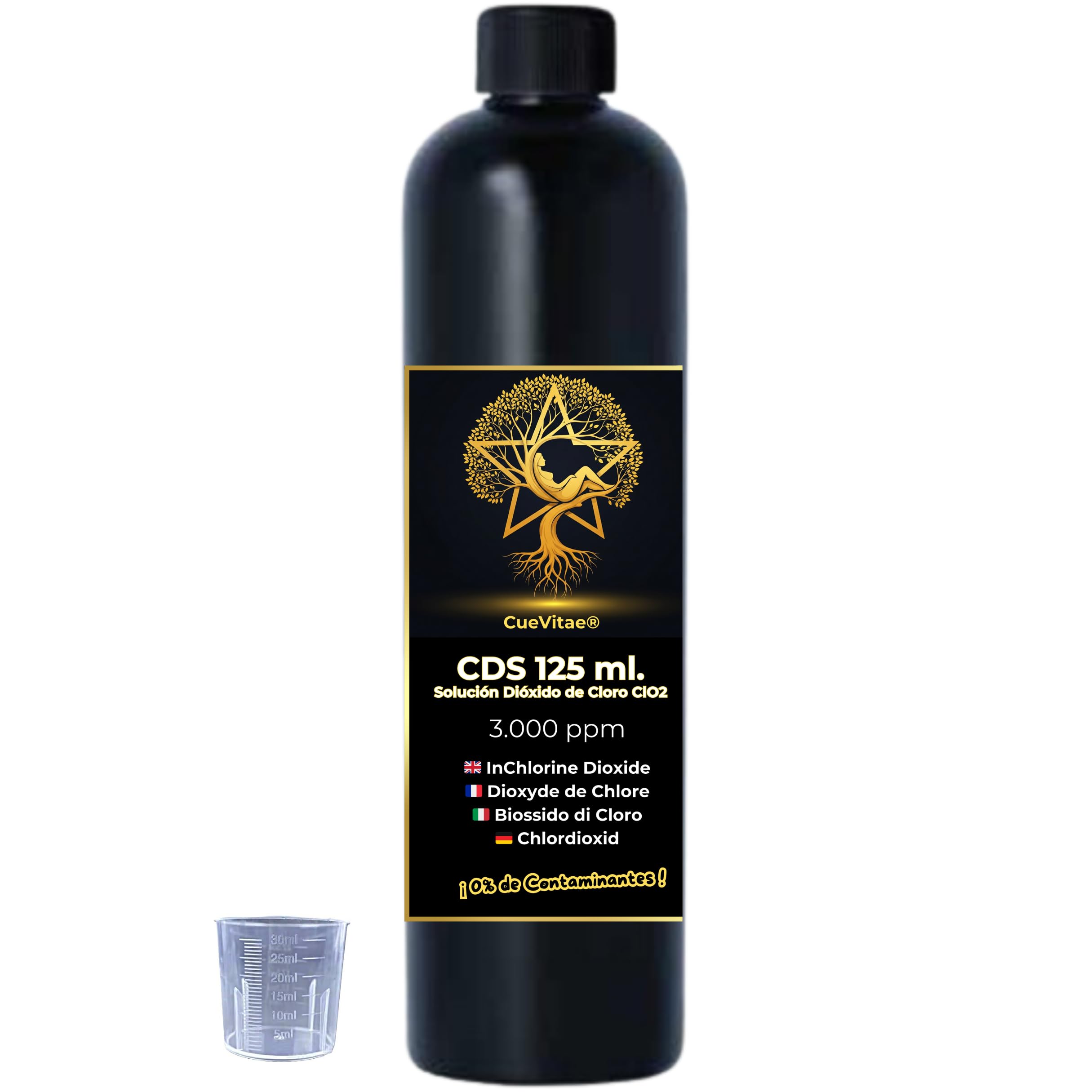 CueVitae 125 ml. CDS/CDL 3000 PPM | Newly Manufactured Chlorine Dioxide | Product Already Activated | Ready to Use| Including Dispenser for Increased Accuracy | HDPE Packaging |