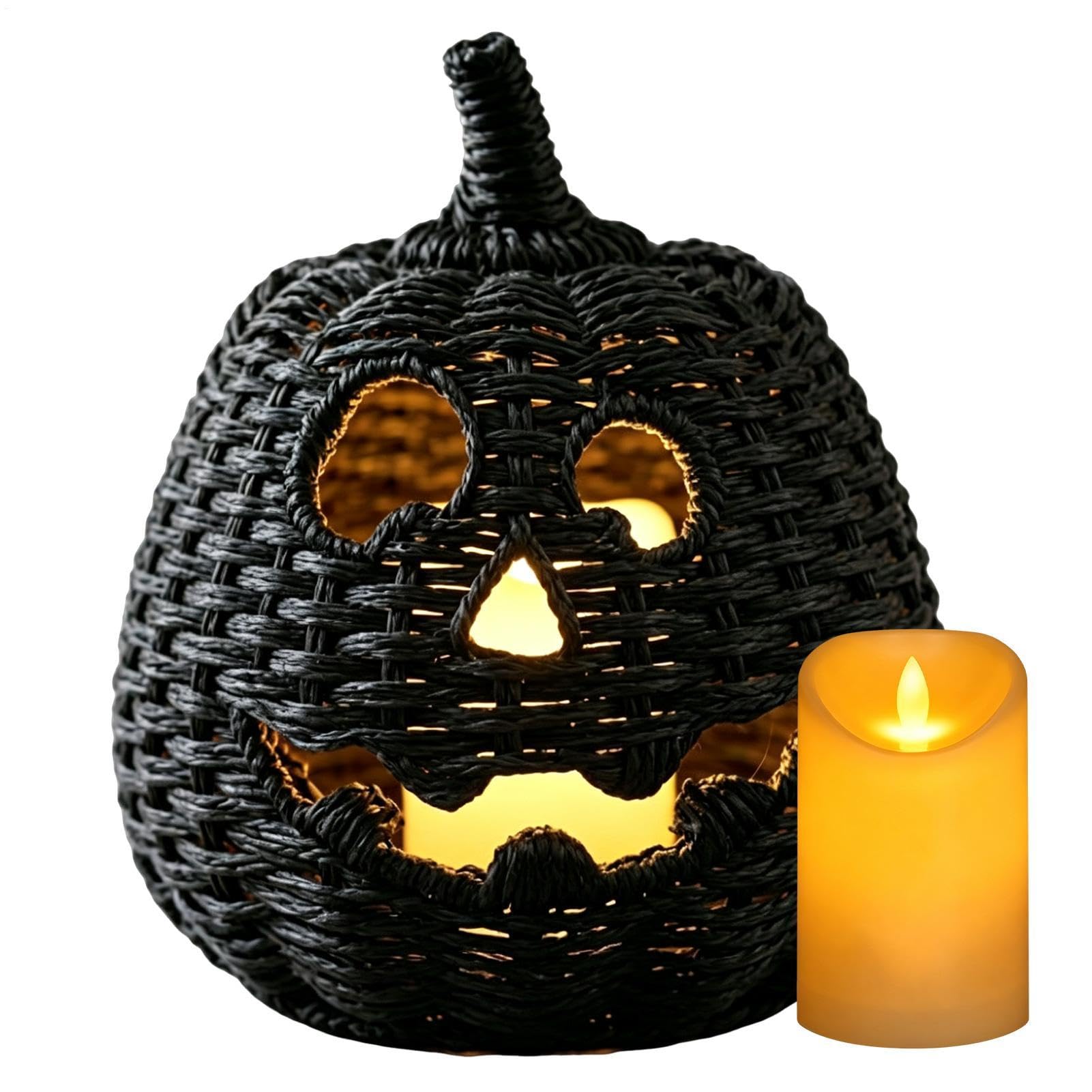 Geflochtener Halloween-Kürbis LED-Kerze Halloween-Aufbewahrungsbox