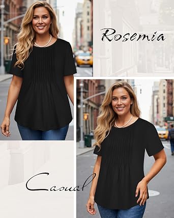 Womens T Shirts Short Sleeve Tops Dressy Casual Blouses Pleated Front Summer Outfits 2026
