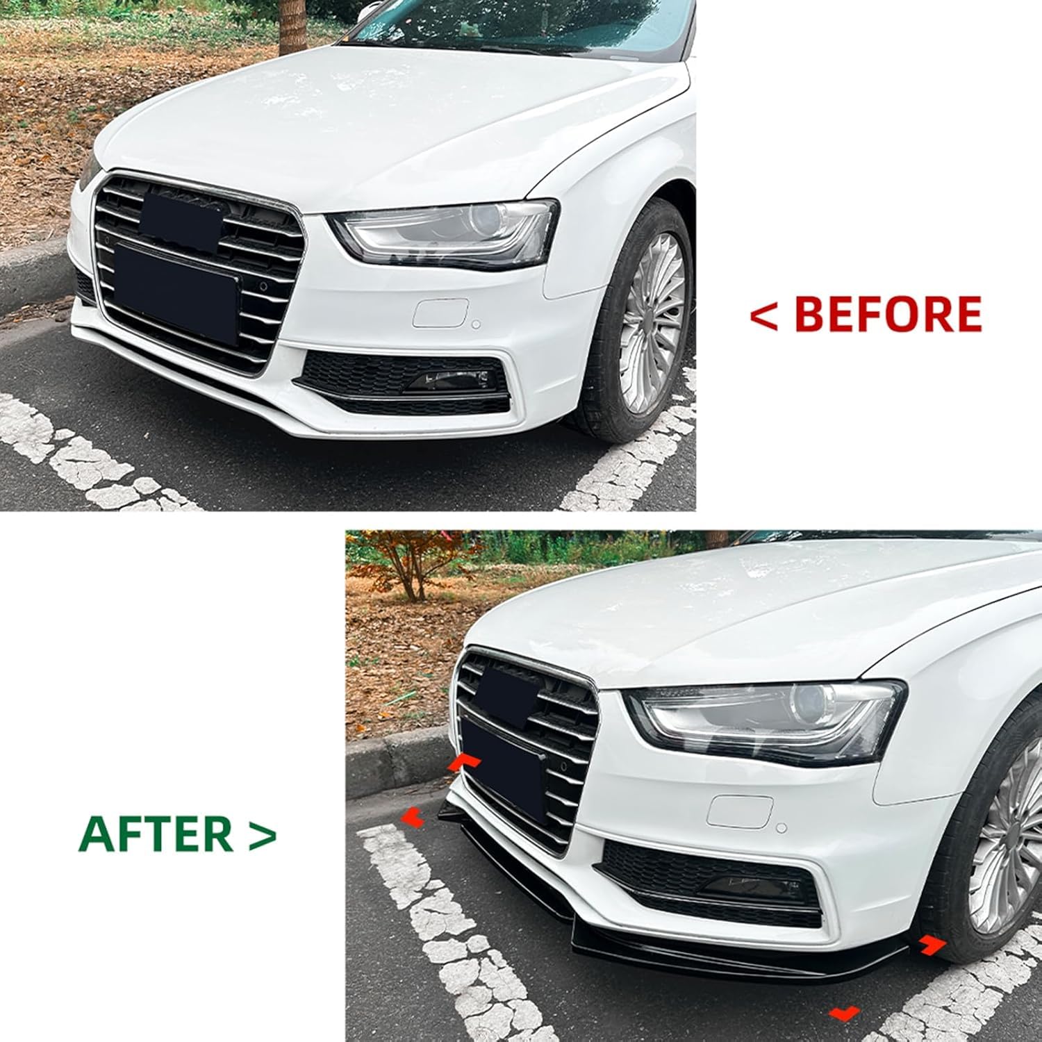 Auto Frontspoiler für Audi A4 S4 B8.5 Sline 2013-2016, Antikollisionsschutz Frontlippe Spoiler Frontstoßstangenlippe Body Kit Zubehör,A/Gloss Black
