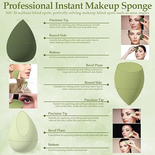 Miniatura 3 de Juego de 14 esponjas de maquillaje, licuadora de esponjas de belleza con 4 esponjas de polvo y 4 mini esponjas de maquillaje, regalo del día de San