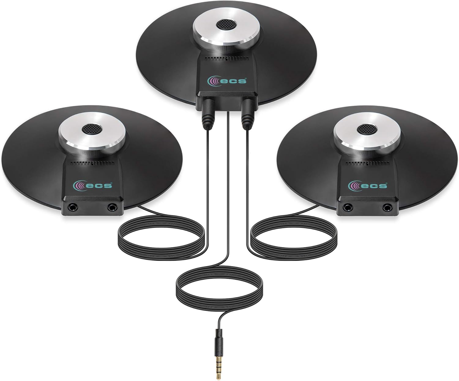 ECS WordForum 3.5mm TRRS 4 Pole & (2) 3.5mm TRS Stereo 360 Conference Mics – Omnidirectional Recording for Meetings – Compatible with iPhone, Android, Surface & More