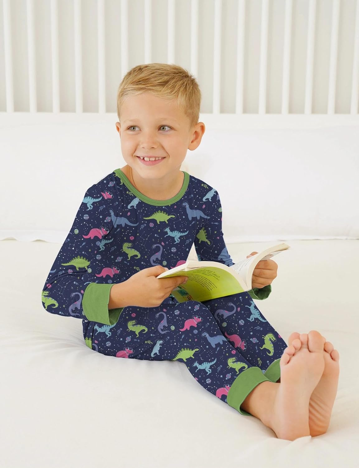 Jimonda Kids Cozy Rayon From Bamboo Long Sleeve Pajamas Set Soft Stretchy Sleepwear Clothes For Girls Boys Cute Printed PJs - Image 3