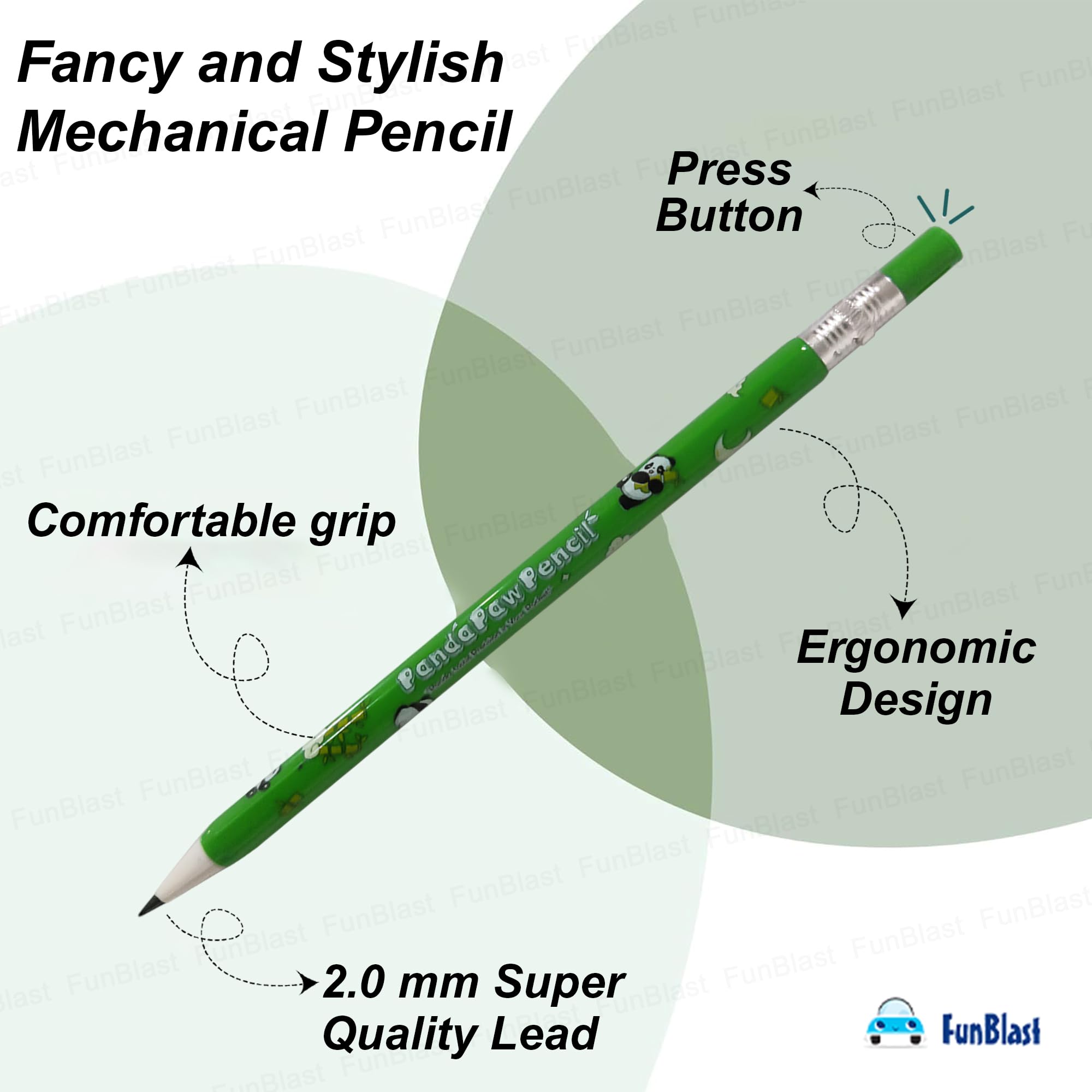 FunBlast Mechanical Pencil with Sharpener for Kids – Pack of 12; Pre-Sharpened Kawaii Pencils for Kid, Cute Panda Pen-Pencil, Return Gift for Children, Pencil for Drawing and Shading